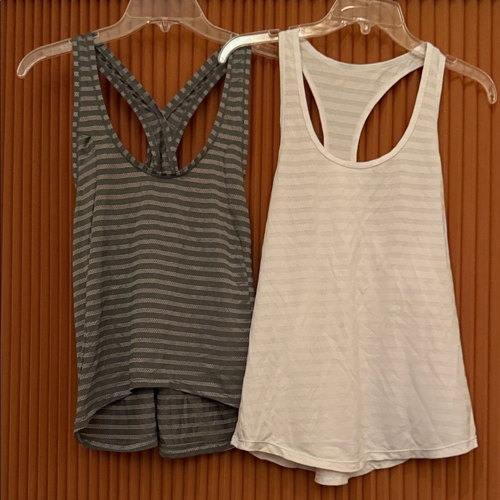 Zyia Women’s Striped Racerback Tank Top - Gray & White